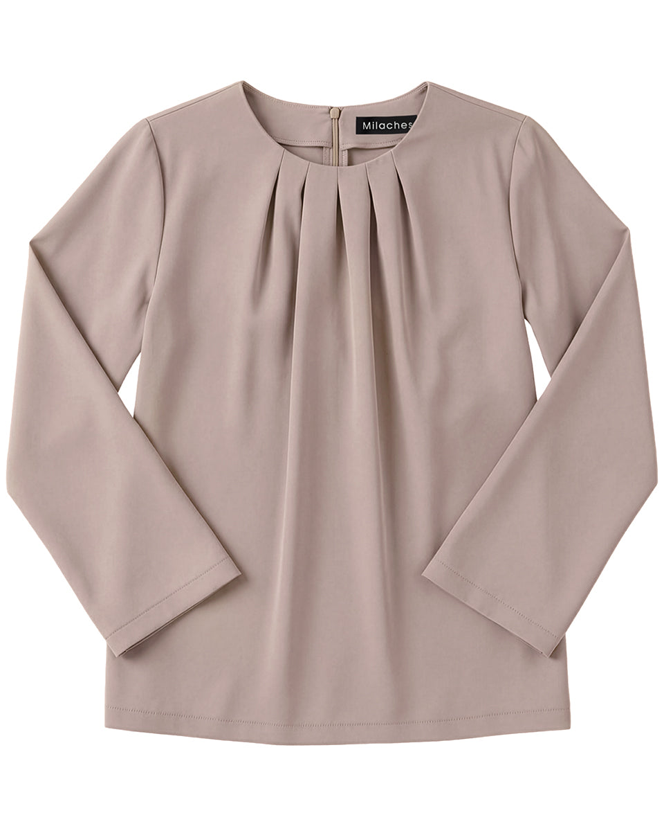 Blusa Pliegues Beige